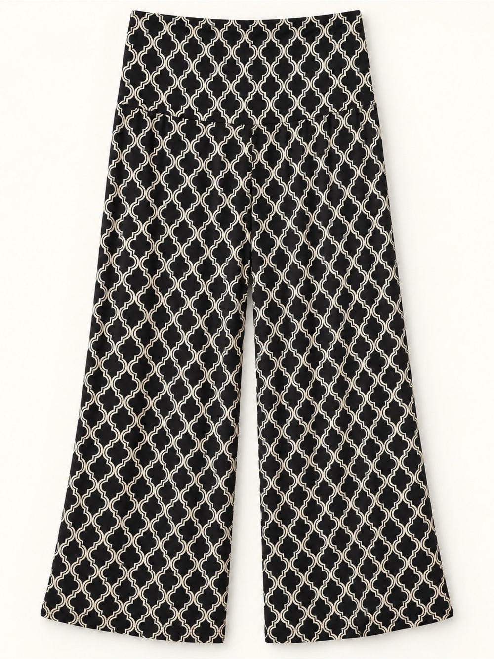 New Directions M Black Cream Geometric Print Wide Leg Palazzo Pants